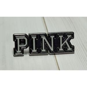 Victoria's Secret Pink Logo Silver Tone Hat, Lapel Pin